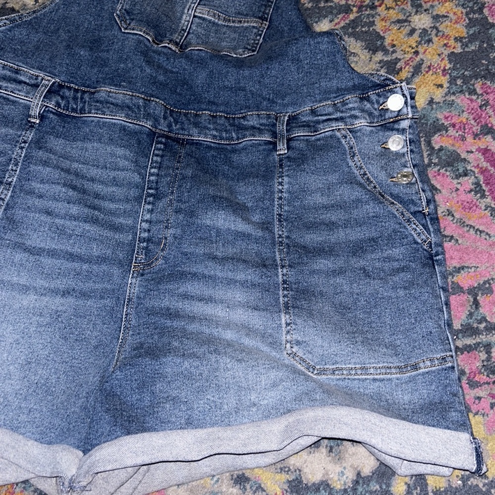 New Denim Shortalls - Ava & Viv™ Medium Wash - Picture 6 of 11
